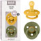 BIBS Colour Schnuller 2er-Pack, BPA-frei, Kirschform Nippel. Naturkautschuk/Latex, Hergestellt in Dänemark. Größe 2 | 6+ Monate | 2-Pack, Honey Bee/Olive