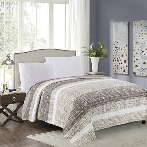 Tagesdecke Steppdecke Bettüberwurf (Ohne Kissenbezüge)- (Beige Ecru Braun- J-035, 220x240 cm)