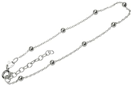 SILBERMOOS Damen Armband Roloarmband Dots Kugeln Kügelchen Silberarmband diamantiert, 18 cm + Verlängerung, 925 Sterling Silber