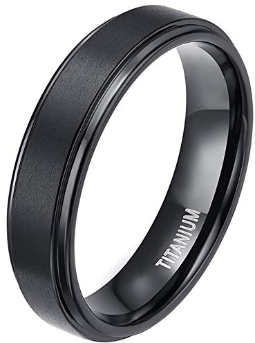 Zakk Ring Herren Damen Titan Verlobungsringe Eheringe Trauringe Schwarz Gebürstet 4mm 6mm 8mm(Schwarz-6mm, 58 (18.5))