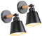 TOKIUS 2 Packs Appliques Murales Vintages Industrielles Plafonniers Luminaires E27 en Métal Réglable Lampe Murale Interieur Rétro pour Chambre Cuisine Restaurant (pas d'interrupteur, Noir)
