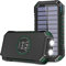 Hiluckey Cargador Solar Power Bank - 26800mAh Batería Externa Solar Inalámbrica Power Bank USB C Carga Rápida Cargador Portátil Movil con 4 Salidas para Teléfono Tabletas
