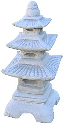 Japanische Pagoden-Statue Japanische Steinlaterne Pagode dunkelgrau Steinguss frostfest Gartendeko Deko-Figur für Haus Garten Moderne Statue Garten-Figur