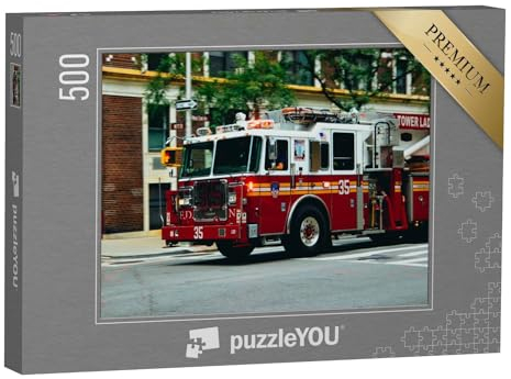 puzzleYOU: Puzzle 500 Teile „Feuerwehrauto in New York City“ – aus der Puzzle-Kollektion Feuerwehr