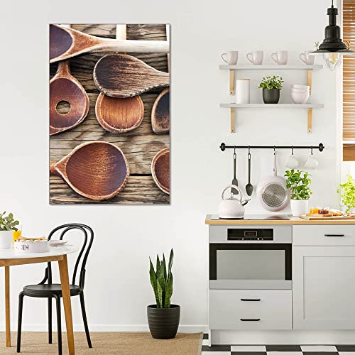banjado® Glas Bild 80x120cm mit Motiv Kochlöffel als Wandbild für Wohnzimmer/Küche/Büro - Wohnzimmer Bild aus ESG Sicherheitsglas kratzfest mit geschliffenen Kanten - Glasbild groß als Wand Bild