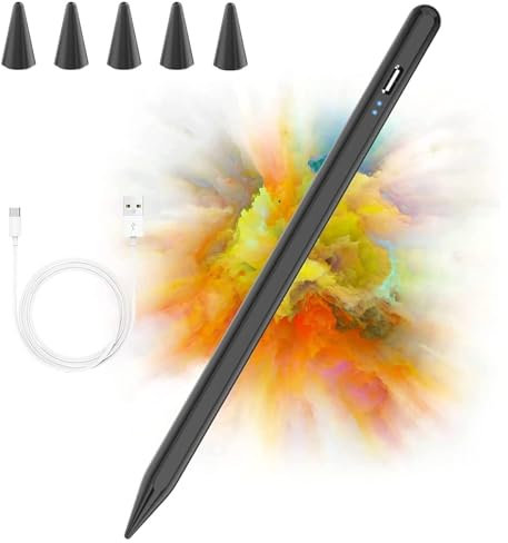 KBCASE Lápiz para Apple iPad 2018-2023,Pencil para iPad con Rechazo de Palma Stylus Pen para Apple iPad 10/9/8/7/6th Gen,Pro M4/11/12.9/13,Air M2/3/4/5,Mini 5/6,5 Puntas Reemplazables