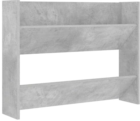 Tidyard Schuhschrank Hängend, Schuhregal Wandmontage, Schuhorganizer, Schuhregal Wand mit Kippböden Ausgestattet Holzwerkstoff Betongrau 80x18x60 cm