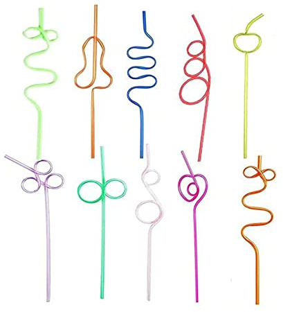 10 pajitas divertidas locas reutilizables pajitas de plástico rizado pajitas coloridas pajitas de cóctel en espiral