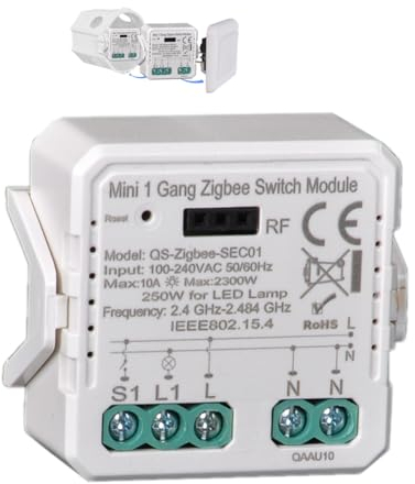 zigbee interruttore smart relè zigbee modulo wireless rf 433 mhz tuya/smart life APP Controllo, Mini Interruttore Della Luce Intelligente Compatibile con Alexa e Google Home, Interruttore Luce Switch