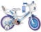 Dino Bikes – 14 Zoll Kinderfahrrad Eiskönigin – Mädchen Fahrrad mit abnehmbaren Stützrädern ab 3 Jahren – Kinderrad mit Frontkorb & Puppenträger – verstellbare Sattel- & Lenkerhöhe (Weiß-Blau)