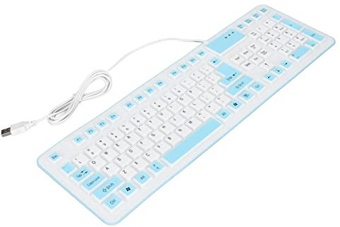 KIMISS Foldable Silicone Keyboard, Keys Waterproof Dustproof Switch Oled 106 USB Wired Silent for PC Laptop Game Blue (Blue)