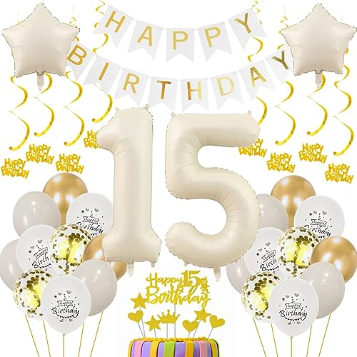 15 Geburtstag Deko Mädchen 15. Geburtstagsdeko Beige Gold Ballon 15 Geburtstag Deko Junge Beige 15 Luftballon Geburtstagsdeko Mädchen Junge 15 Jahr Geburtstagdeko Beige Luftballon 15. Geburtstag