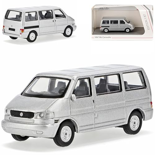 Volkwagen T4 b Caravelle Personen Transporter Silber 1990-2003 H0 1/87 Schuco Modell Auto mit individiuellem Wunschkennzeichen