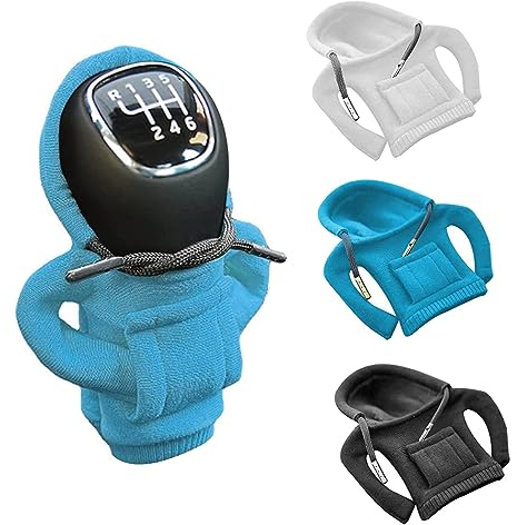SXCCNW Schaltknauf Hoodie, 3 Stück Schaltknauf Abdeckung, Schalthebel Hoodie Hoodie Abdeckung Auto Interieur für Auto Schaltknauf Abdeckung Innendekorationszubehör Schwarz Blau Weiss
