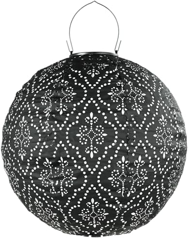 Himmel Solar Laternen Tyvek Schwarz marokkanische Laterne 30 cm Solar Lampions Außen Wetterfest für Garten, Hof, Innenhof, Hochzeit, Halloween Party Dekoration [Energieklasse A++]