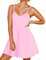 FANCYINN Donna con Scollo a V Abiti con Spalline Senza Maniche Abito Floreale Senza Maniche con Volant Rosa S