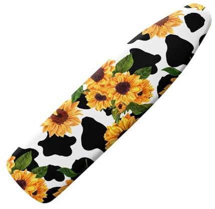 TOADDMOS Cow Sunflower Print Ironing Board Covers,Elastic Ironing Board Cover,Easy Fit and Scorching Resistant