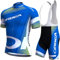 Herren Radtrikot kurzärmliges Set Radbekleidung Pro RennradJersey und Radhose mit 19D Gepolstert (Blue-1, M)