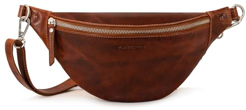 Marc Peter® Georgia Leder Bauchtasche Waxy Bräune | Gürteltasche Leder Bauchtasche mit Wechselgurt | Crossbody Leder Bag | Hüfttasche Leder | Hip Bag | Leder Gürteltasche | Crossbag