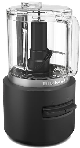 Kitchenaid Picadora eléctrica sin cable I Kitchenaid Go I Procesador de alimentos portátil procesa frutas, verduras, carne cruda y más en poco tiempo I 1,18 L I Sin batería I Negro
