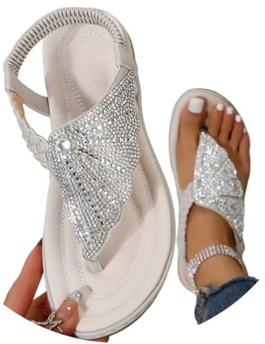 Onsoyours Sandales Femmes Été Confortable Plates Chaussures de Plage Boho Sandales Mules Été Nu Pieds Léger Douce Semelle Bout Ouvert Chaussures B Beige 42 EU
