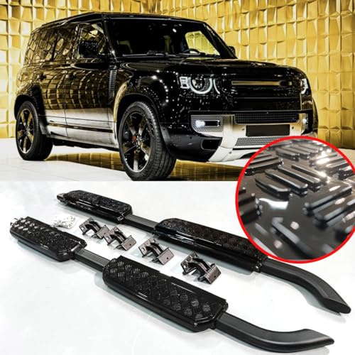 Lot de 2 marchepieds latéraux pour Land Rover Defender 110 130 2020-2024 2025 2026 L663 4 Portes (Noir Brillant)