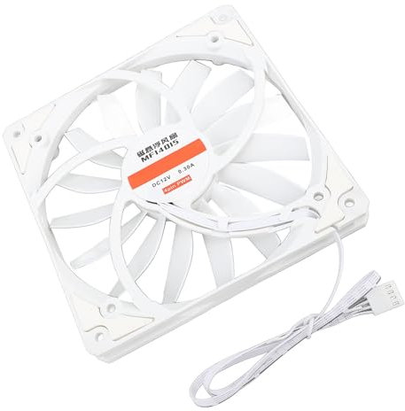 140 Mm, Leiser PWM-Gehäuselüfter mit MFDB-Lager, Dynamischer Geschwindigkeitsbereich, Hoher Luftstrom und Hoher Druck, für Computergehäuse (WHITE)