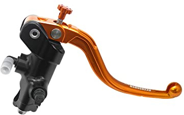 Pompa Freno - Lavorata CNC - 16X16 Con Corpo Pompa Anodizzato, Leva Fissa Corta Arancione (Pomello+Leva) per YAMAHA YZ (CC 125) 2017-2024