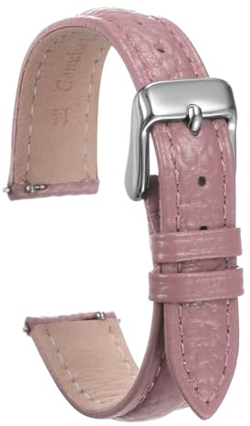 QUARKZMAN Uhrenarmband 12mm Leder mit Edelstahl Schnalle, Uhrenarmbänder Schnellverschluss Vintage Ersatzarmband für Smartwatch Universal Uhr Elegantes Damen Herren (Dunkelrosa)