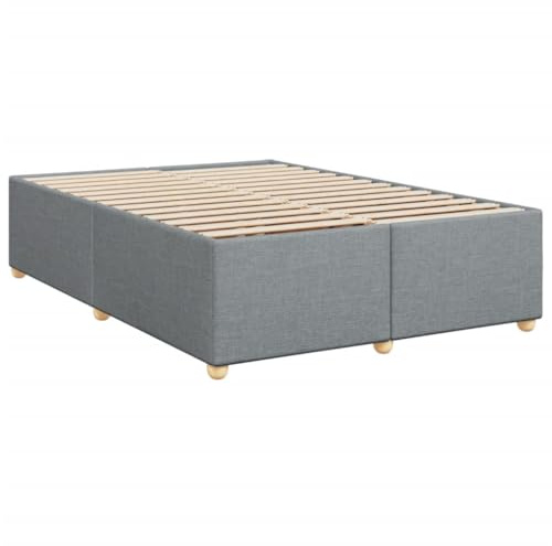 vidaXL Bettgestell, Bett mit Lattenrost, Bettrahmen mit Bettfüße, Polsterbett Doppelbett für Schlafzimmer, Hellgrau 160x200cm Stoff