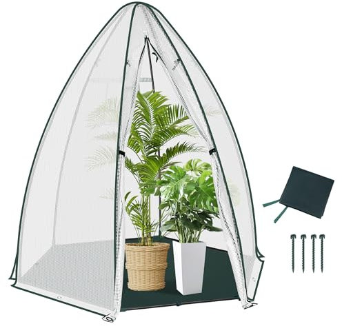 WOLTU Serra, Tenda di Coltivazione, Mini Serra, 130gsm PE Isolante Piccola Serra Semi-Traslucida con Porte a Zip e Telo di Fondo per Giardino, Patio, Esterno, 160x160x180cm, Verde