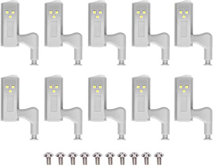 Gsycle 10 Stück LED-Schrankscharnierleuchten, 12 V, Kunststoff, Universal-Induktions-LED-Licht, Lotus-Lampe, Schrankleuchte, Küchenschrank-Türscharniere für Wohnzimmer, Schlafzimmer,