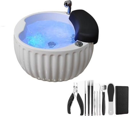 Acrylic Footbath Spa Foot Bath Pedicure with Heat and Massage Colorful Lamp Footbath Used in Beauty Salons and Nail Salons Round Footbath (Color : with Water Pump)