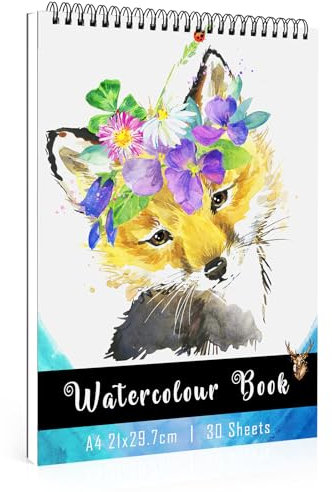 Coolzon A4 Aquarellpapier 30 Blätter Aquarell Papier mit Rauher Oberfläche,21 x 29.7 cm Aquarellblock Watercolour Paper Pad perfekt für Anfänger, 1er-Pack