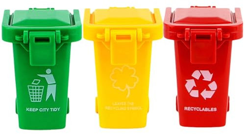 Kuehssn Small Recycle Bin Toy, Curbside Trash Recycle Can, Funny Creative Garbage Can Favors With Lid & Wheels For Bedroom, School