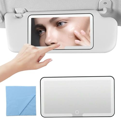 Car Mirror Visor Cosmetic Car Makeup Mirror for Car Visor, Car Visor LED Vanity Mirror Rechargeable Sun Visor Makeup Mirror, Dimmable Touch Control Makeup Mirror (Black)