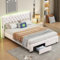 Lit Double 140x190cm Lit avec Sommier LED et USB Lits Coffre disposant de 2 tiroirs et Sac de rangementa dapté pour Adultes et Adolescents(sans Matelas) (140 x 190 cm)
