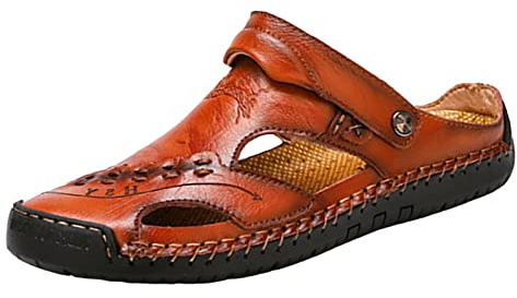 Sandalen Herren Geschlossene Outdoorsandalen Sommer Wandersandale Pu-Leder Trekkingsandalen Rutschfest Strandsandalen Leicht Atmungsaktive Laufschuhe Lässige Sneaker Flach Bequem Sportsandalen