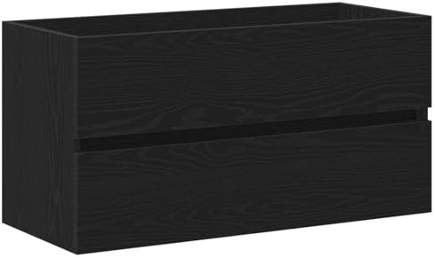 vidaXL Meuble sous Lavabo avec tiroir Chêne Noir 90 x 38.5 x 45 cm, Rangement de Salle de Bain, Cabinet rétro rectangulaire, Grand Espace, Organisateur de Coiffeuse, Bois décoratif