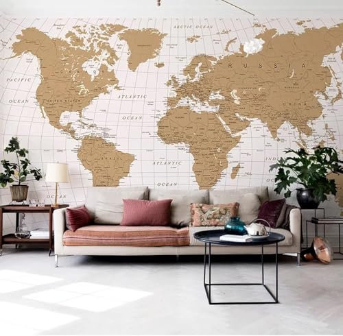 3D Wall Mural Wallpaper - Vintage World Map - Wall Mural Self Adhesive Large Wallpaper Peel And Stick Home Decor For Home Bedroom Indoor And Tv Background Wall Art -409183146137