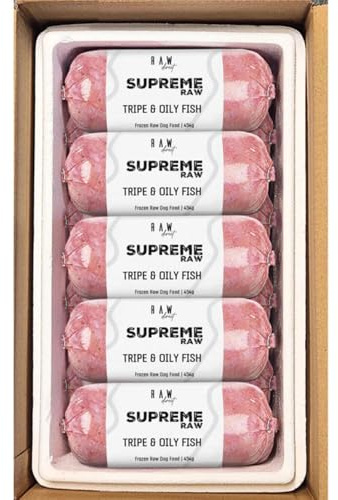 RAW DIRECT Supreme Raw Frozen BARF Dog Food - 454g Rolls - Variety Flavours – Box of 10, 20, 30 Rolls - Premium Natural Barf Diet - High-Protein, Grain-Free & Nutrient-Rich (10, TRIPE & OILY FISH)