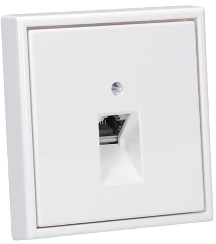 JUNG Serie LS Cat.6A Netzwerkdose Alpinweiß | mit Cat.6A UAE-Anschlussdose, LS969-1UAWW Abdeckung für IAE/UAE-Anschlussdosen und LS981WW Rahmen 1-fach