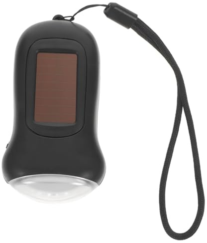iplusmile Camping Taschenlampe Solarbetrieben mit Handkurbel, Schwarz Abs | Wiederaufladbarer Akku, Lange Reichweite, Kompakt für Camping und Survival