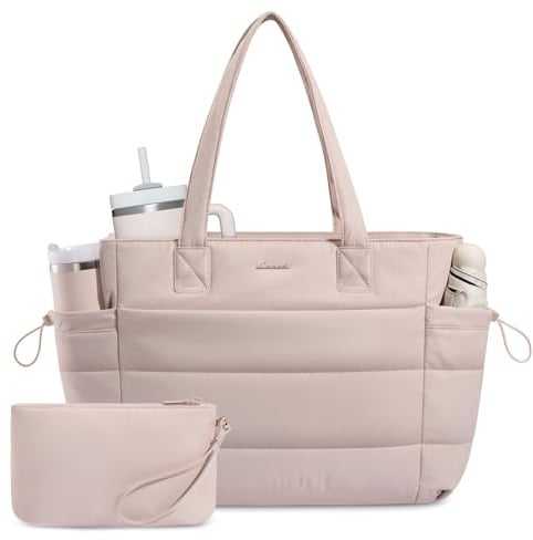 LOVEVOOK Shopper Tasche Damen Handtasche Groß Tote Bag Puffer Arbeitstasche | Lehrertasche Leicht 15,6 Zoll Laptoptasche mit Kleiner Tasche, Handbags Women Schultasche für Uni Schule Business Büro