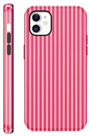 Saqmkil Gestreifte Hülle für iPhone 11, Aesthetic Sommer Design Streifen Stripes Muster Striped Motiv Handyhülle, Weich TPU Süßes Mädchen Frauen Stoßfest Case Schutzhülle für iPhone 11 6,1'', Rosarot