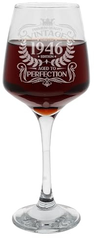 Always Looking Good 80th Birthday Gift Vintage 1946 Aged to Perfection Engraved Large Wine Glass Present for 80 Year Old Etched 400ml Wine Glass