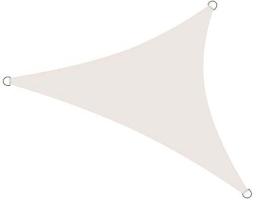 Rivenlo Toldo Vela Triangular 4x4x4 m, Vela de Sombra Impermeable Protección Rayos UV PES Toldos para Exterior Terraza Patio Jardín, Crema