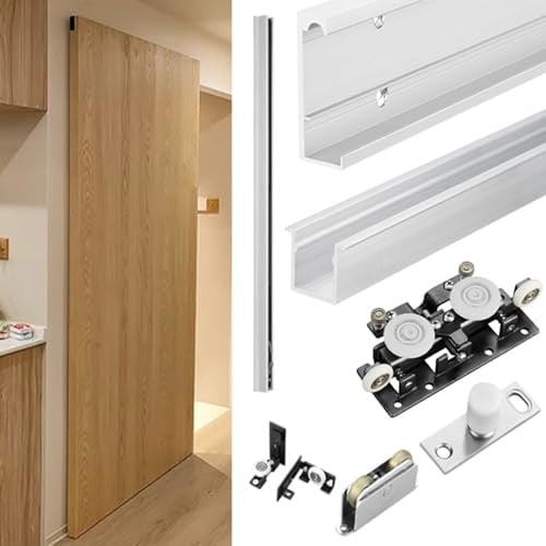 schiebetürbeschlag Soft-Close- und Soft-Open-Schiebetürbeschlag-Set mit verdeckter Innenschiene, robustes, schienenloses Schiebetürbeschlag-Set für Küche und Bad(8 wheels,24in/60.96cm)