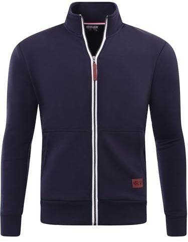 Reslad Sweatjacke Herren ohne Kapuze | Sweatshirt mit Reißverschluss | Leichter Pullover mit Zipper aus bequemer Baumwolle - eleganter Männer Sweater Pulli mit Stehkragen RS-1015