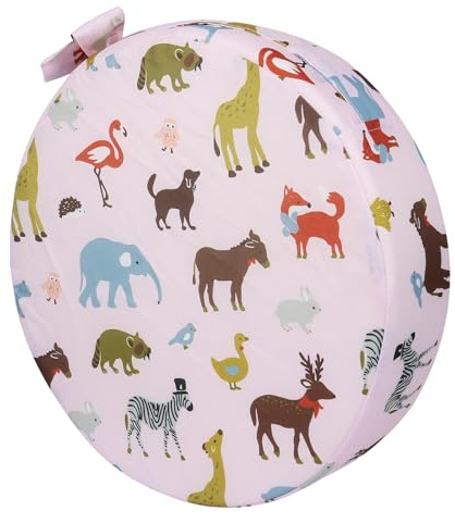 FOYTOKI Coussin Réhausseur Rond pour Chaise D'garçon et Filles en Coton et Éponge, Confortable Housse Zippée Détachable, pour Chaise de Salle à Manger